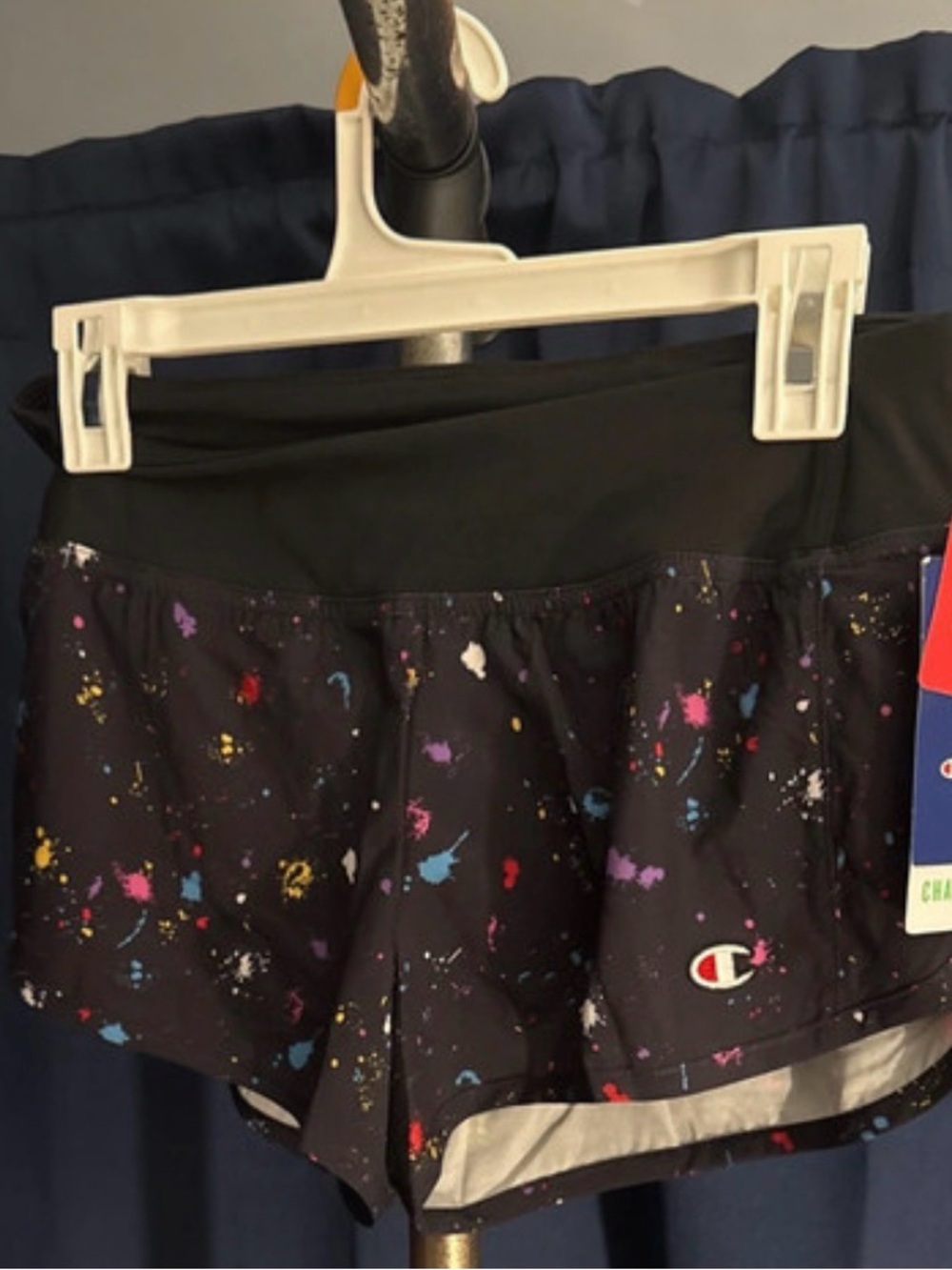 Champion Black Paint-Splash Athletic Skort Shorts